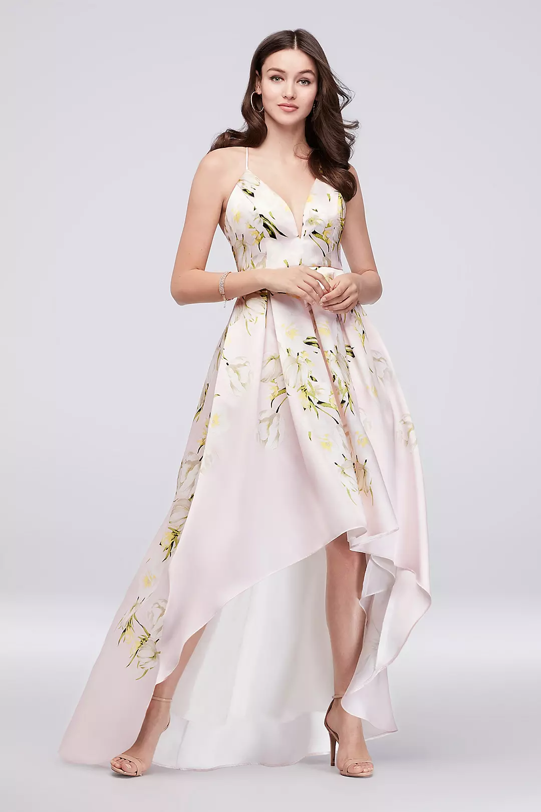 Floral Mikado Crossback High-Low Ball Gown Image