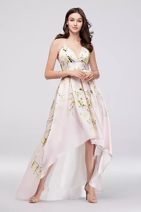 Floral Mikado Crossback High-Low Ball Gown Image 1