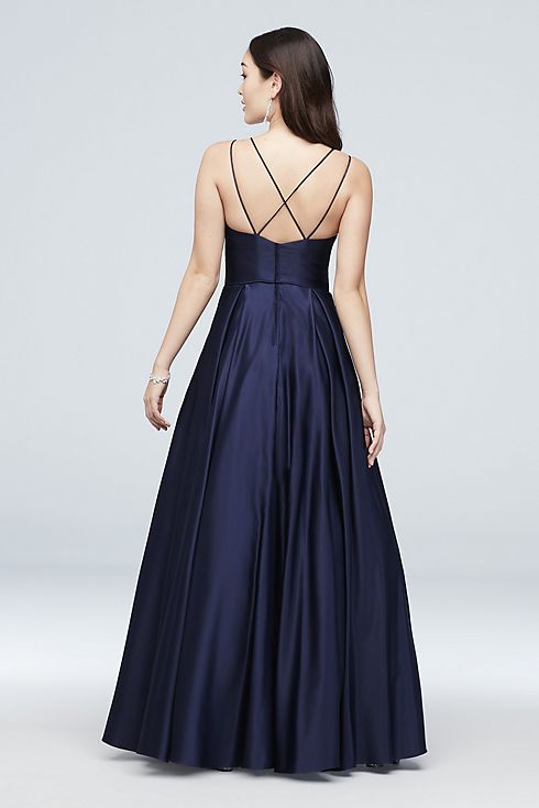 Jewel-Pocket Strappy Satin Ball Gown Image 4