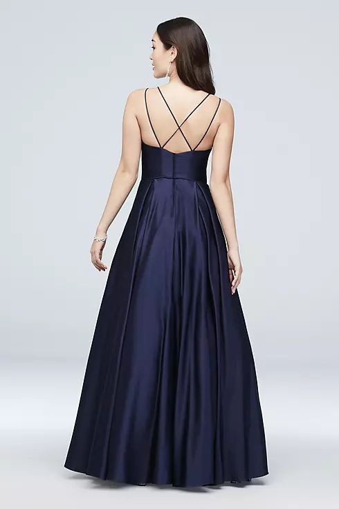 Jewel-Pocket Strappy Satin Ball Gown Image 2