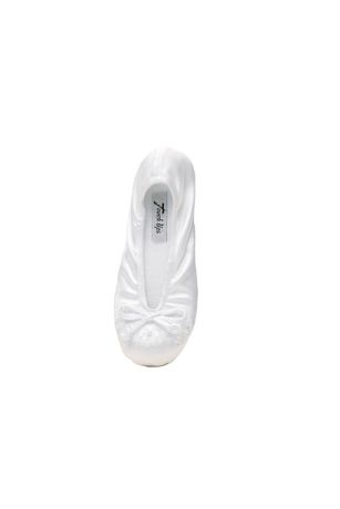 Touch Ups Ivory;White Flowergirl Shoes (Molly Jr. Embellished Stretch Girls Slippers)