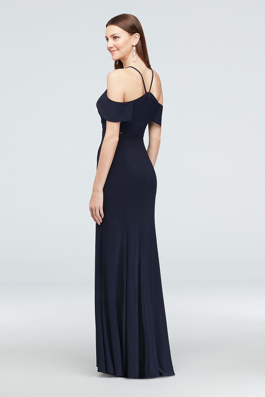 Cold Shoulder Jersey Gown with Illusion Sides Image 2