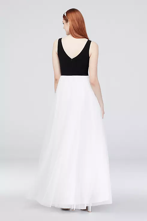 Deep V-Neck Ball Gown with Three Crystal Rows Image 2