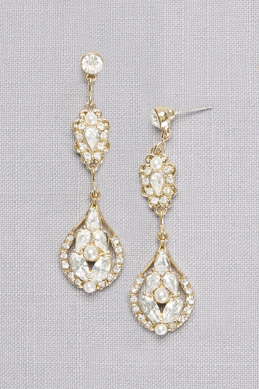 Crystal and Pearl Double Medallion Earrings  Image 1