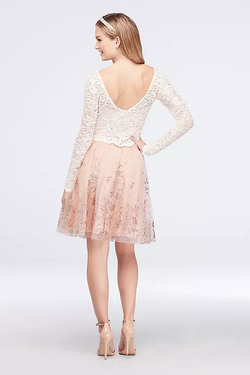 Lace and Floral Glitter Two-Piece Dress Image 2