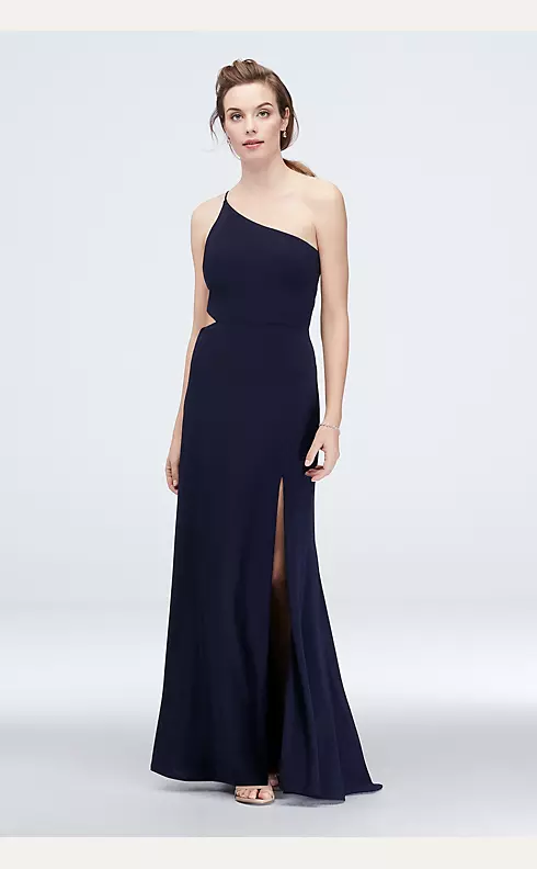 One-Shoulder Jersey Sheath Dress with Cutouts Image 1