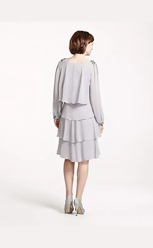 Long Sleeve Short Tiered Chiffon Dress Image 2