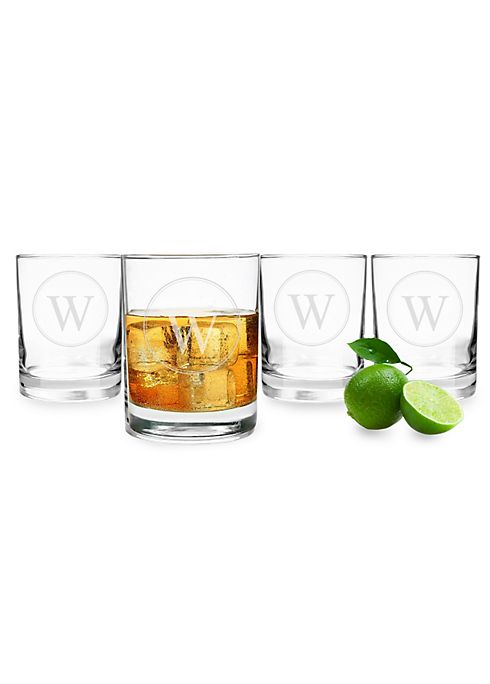 Personalized Circle Initial Drinking Glasses Set/4 Image