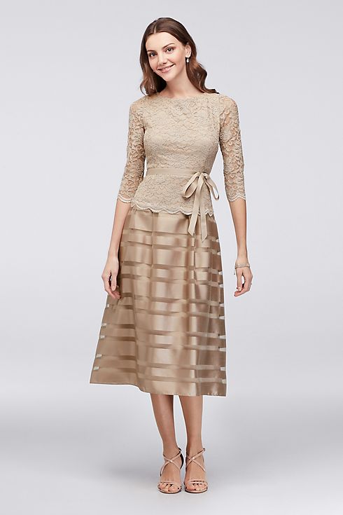 Striped Jacquard and Metallic Lace Dress  Image 4