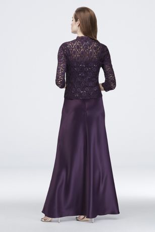 Scalloped Sequin Lace and Satin Jacket Dress | David's Bridal