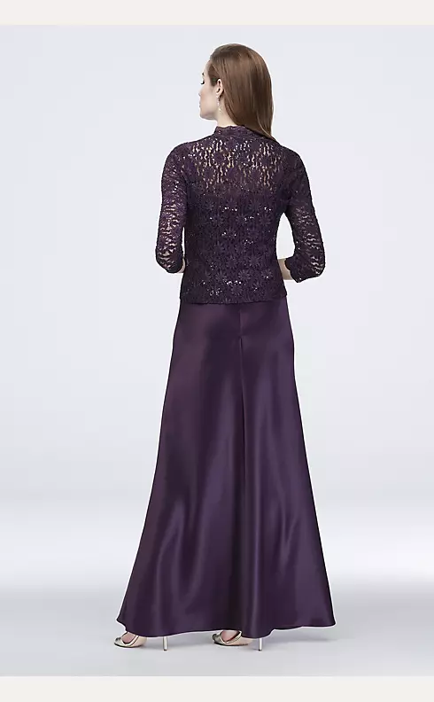 Scalloped Sequin Lace and Satin Jacket Dress Image 2