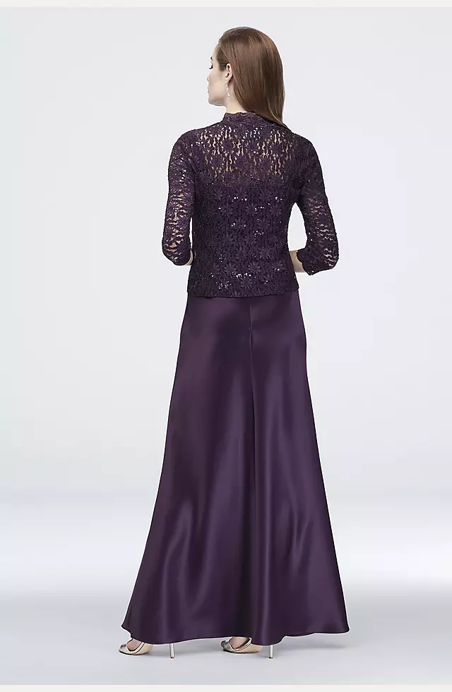Scalloped Sequin Lace and Satin Jacket Dress Image 2
