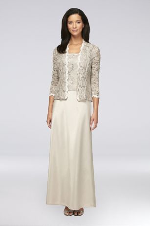 Scalloped Sequin Lace and Satin Jacket Dress | David's Bridal