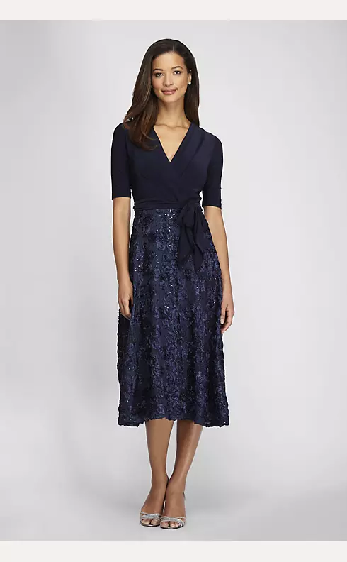 Sequin Lace and Jersey Fit-and-Flare Party Dress  Image 1