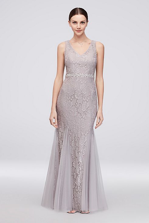 V-Neck Lace Gown with Matching Bolero Image 3