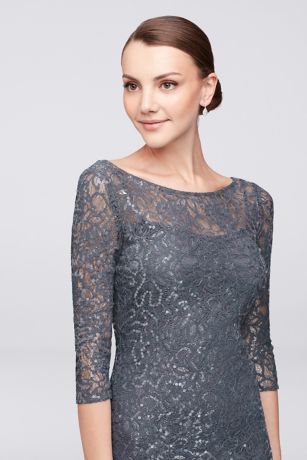 sequined lace column gown