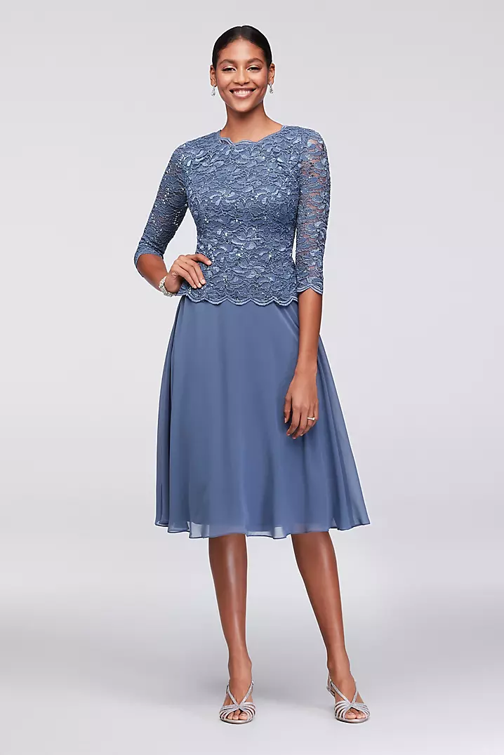 knee length dresses for ladies Daze Chiffon Applique Mini Dress Pebble / M