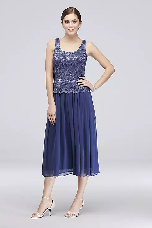 Sequin Lace Tea-Length Dress and Matching Jacket Image 3