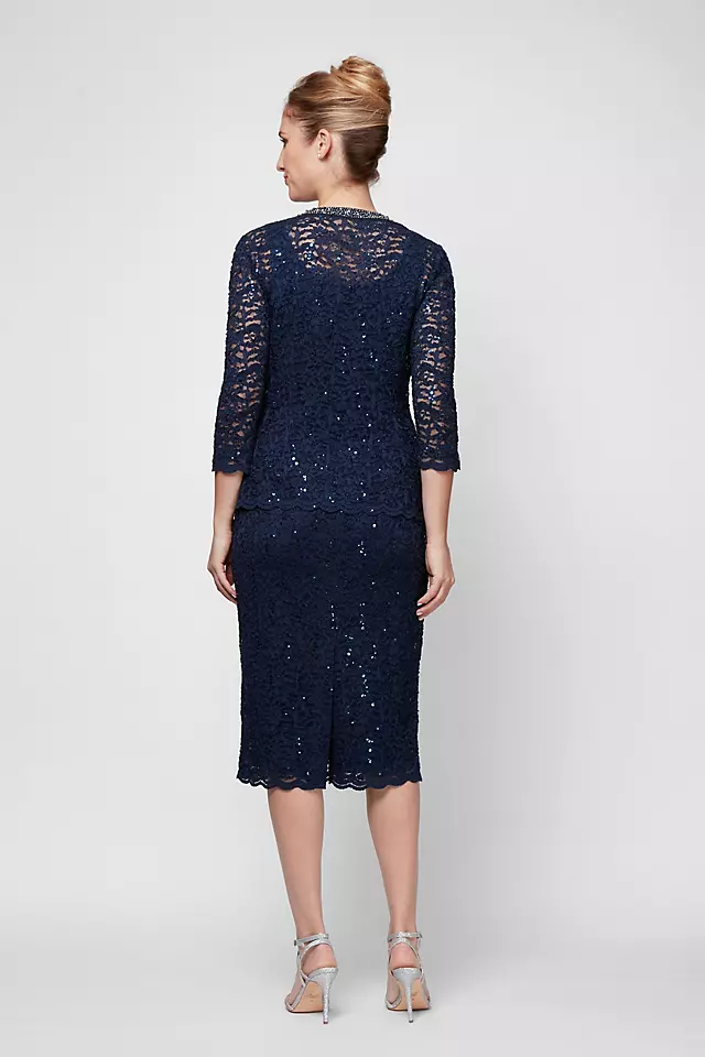Lace Shift Dress and Jacket with Beaded Neckline Image 2