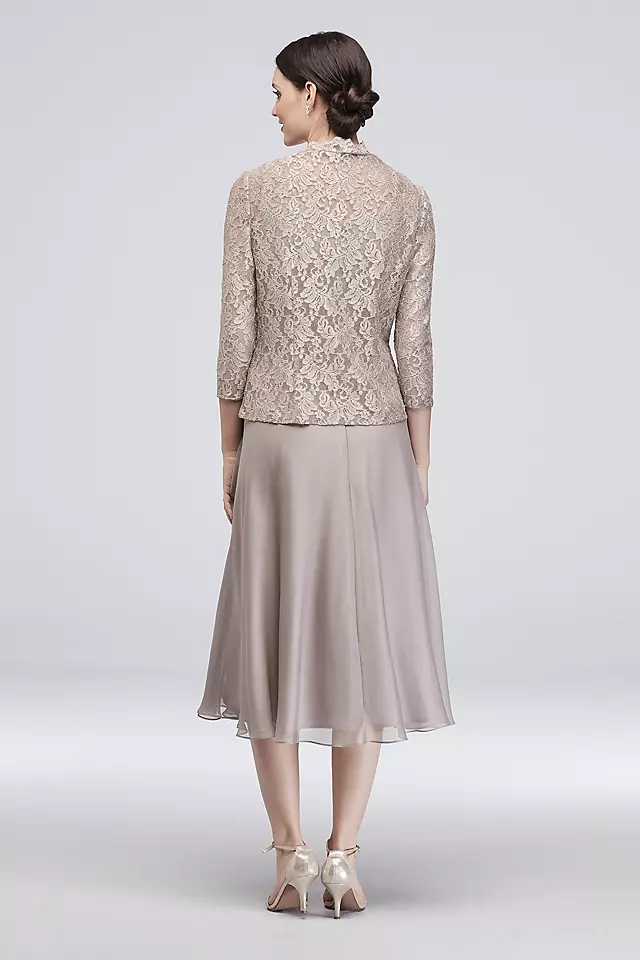 Floral Lace Tank Dress with 3/4 Sleeve Jacket Image 2
