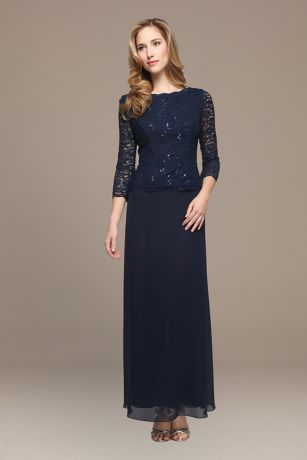 Alex evenings sequined 2025 lace & chiffon gown