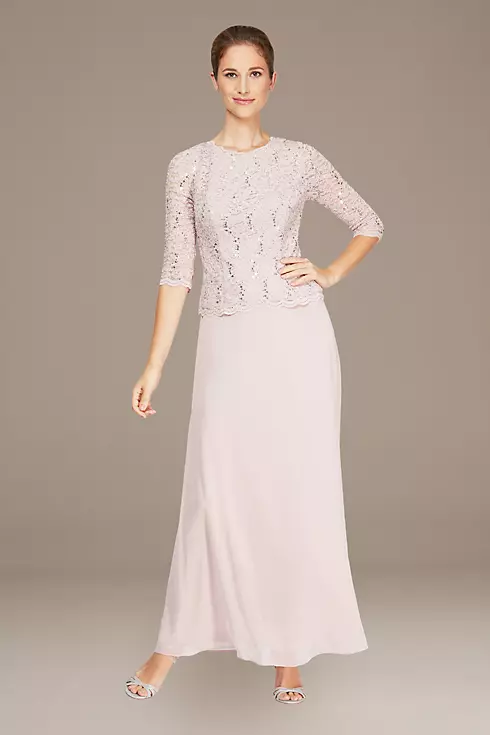 Sequin Lace and Chiffon Mock Two-Piece Gown Image 1