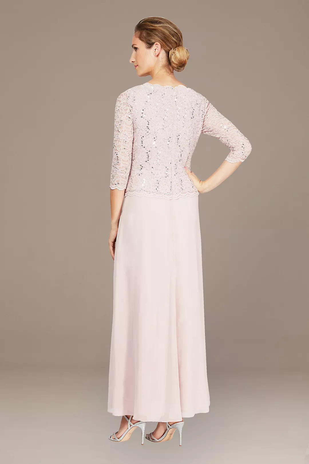 Sequin Lace and Chiffon Mock Two-Piece Gown Image 2