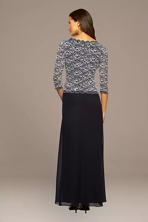 3/4-Sleeve Sequin Lace and Chiffon Two-Piece Dress Image 2