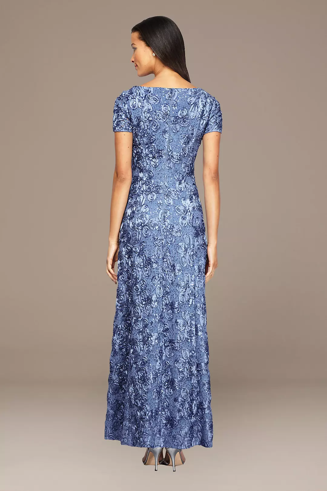 Rosette Lace Cap Sleeve A-Line Gown | David's Bridal