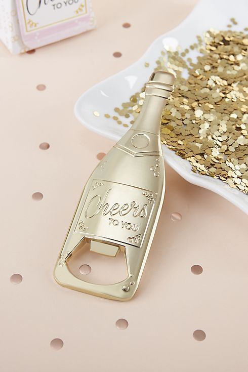 Gold Champagne Shaped Bottle Opener Set of 6 Image 3