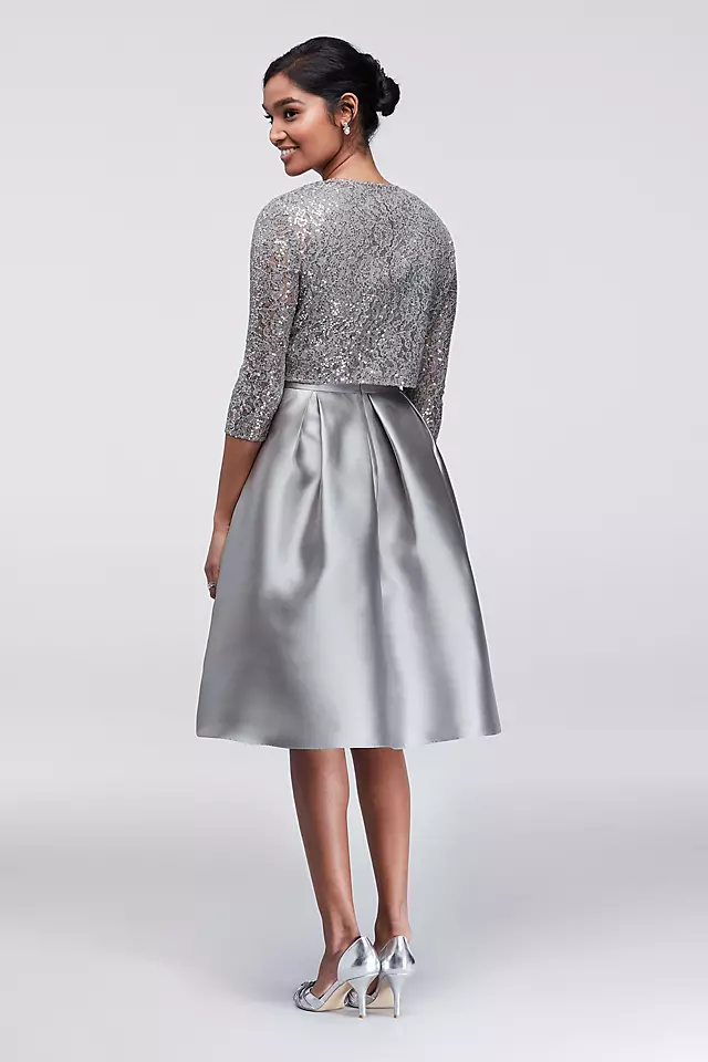 Sequin and Mikado Knee-Length Dress with Jacket Image 2