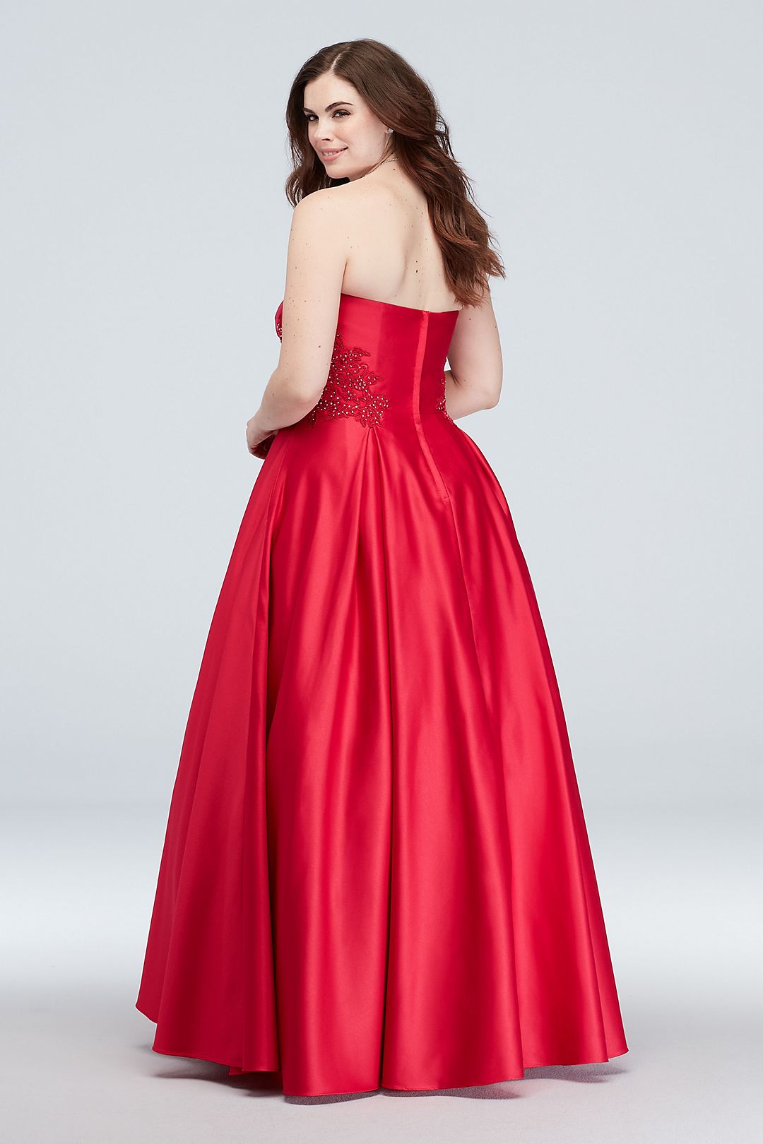 Strapless Satin Ball Gown with Waist Embellishment Image 2