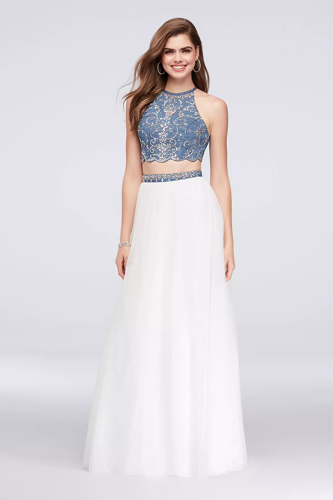 Beaded Denim and Tulle Two-Piece Dress  Image