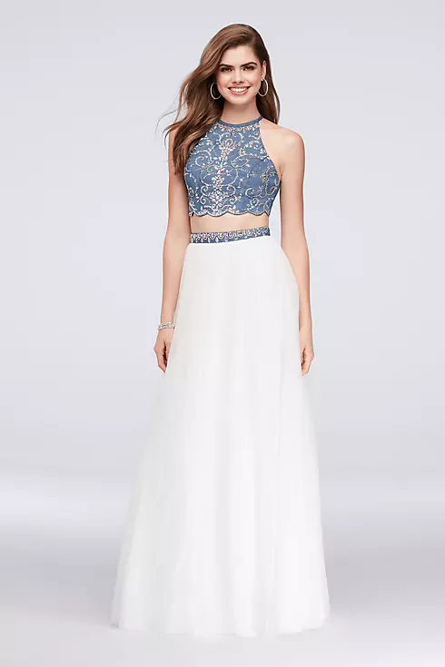 Beaded Denim and Tulle Two-Piece Dress  Image 1