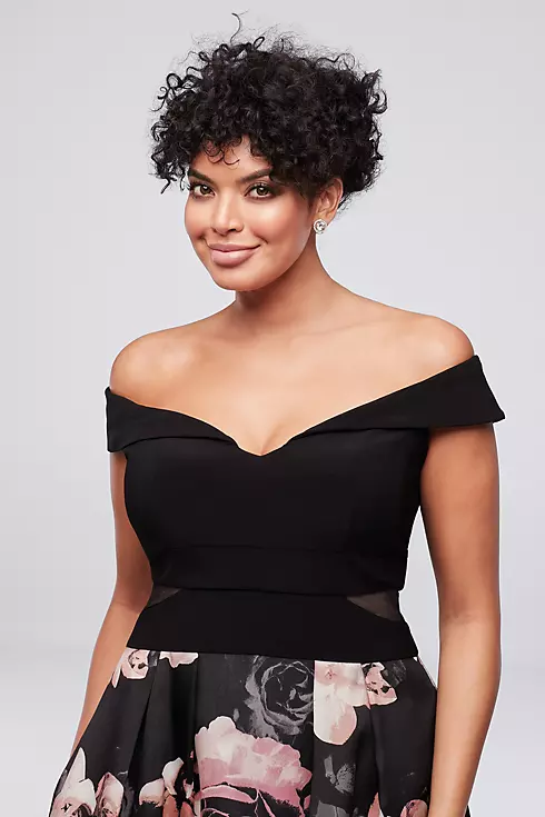 Off-the-Shoulder Floral Jersey and Satin Ball Gown Image 3