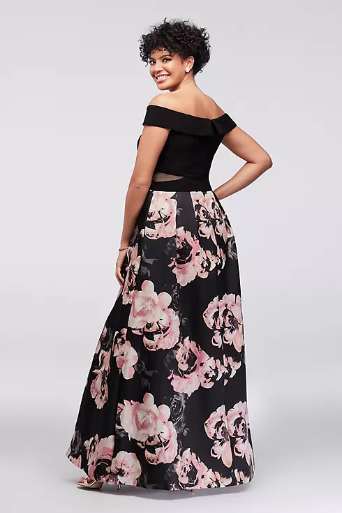 Off-the-Shoulder Floral Jersey and Satin Ball Gown Image 2