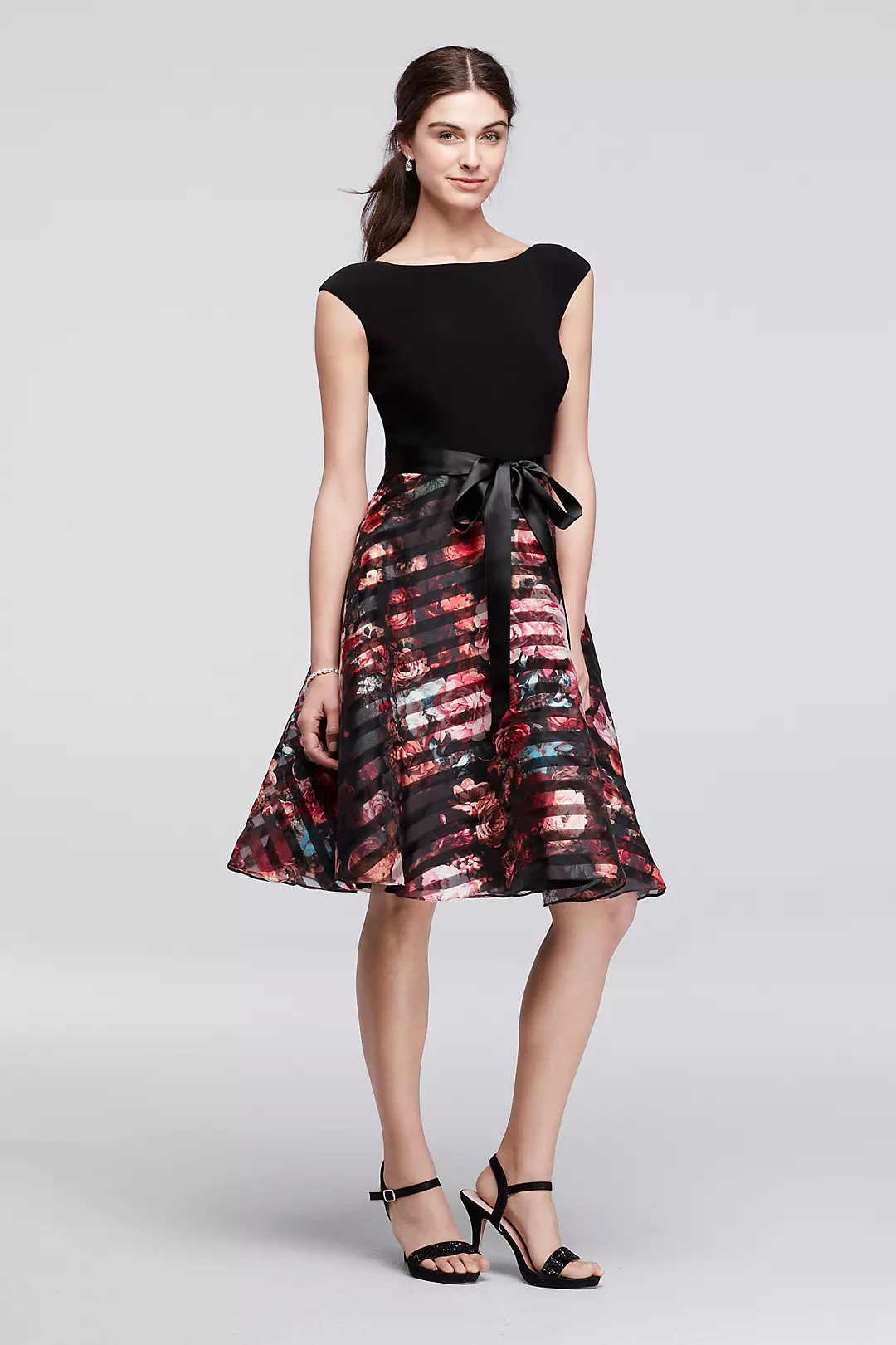 Short Dress with Floral Organza Skirt Image