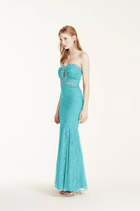 Crystal Embellished Lace Fit and Flare Dress Image 3