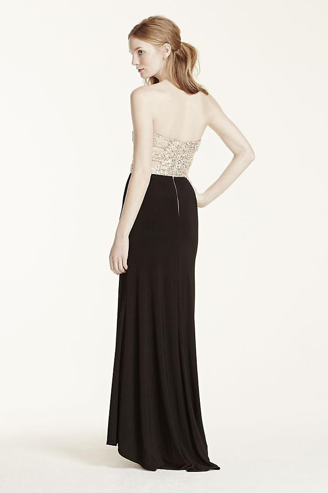 Strapless Beaded Cut Out Bodice Jersey Dress Image 5