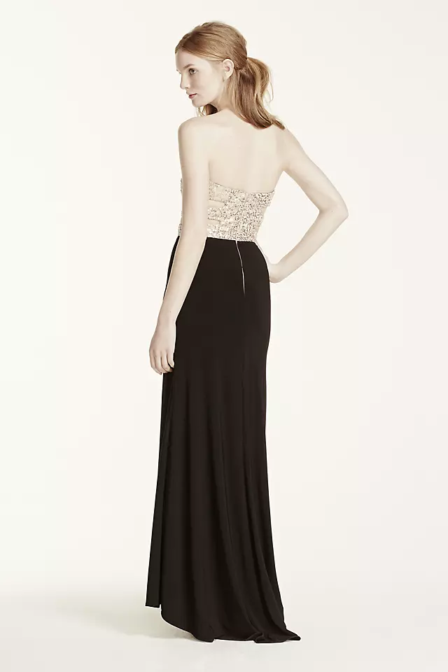 Strapless Beaded Cut Out Bodice Jersey Dress Image 2
