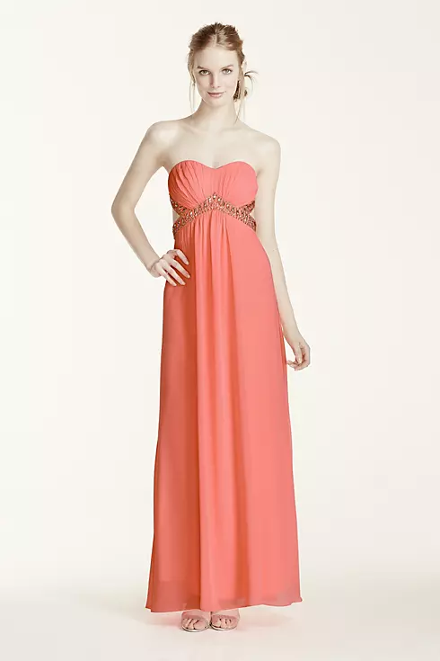 Strapless Ruched Bodice Open Back Dress Image 1