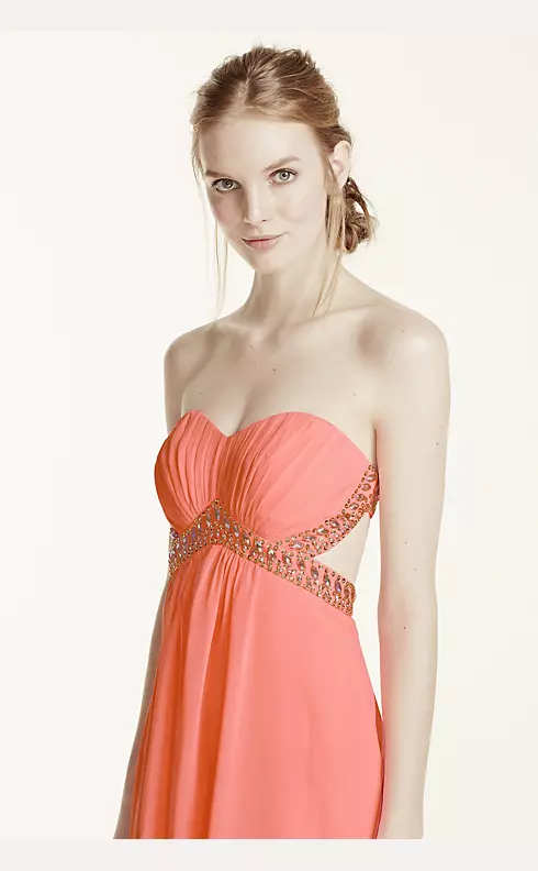 Strapless Ruched Bodice Open Back Dress Image 4