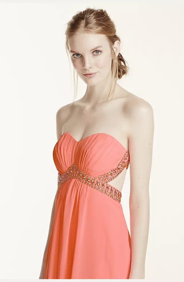 Strapless Ruched Bodice Open Back Dress Image 4