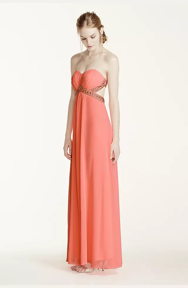 Strapless Ruched Bodice Open Back Dress Image 3