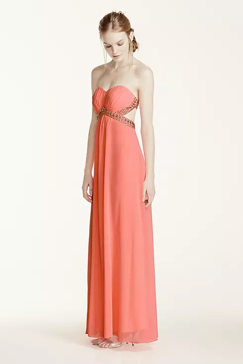 Strapless Ruched Bodice Open Back Dress Image 3