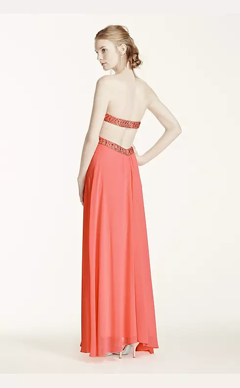 Strapless Ruched Bodice Open Back Dress Image 2
