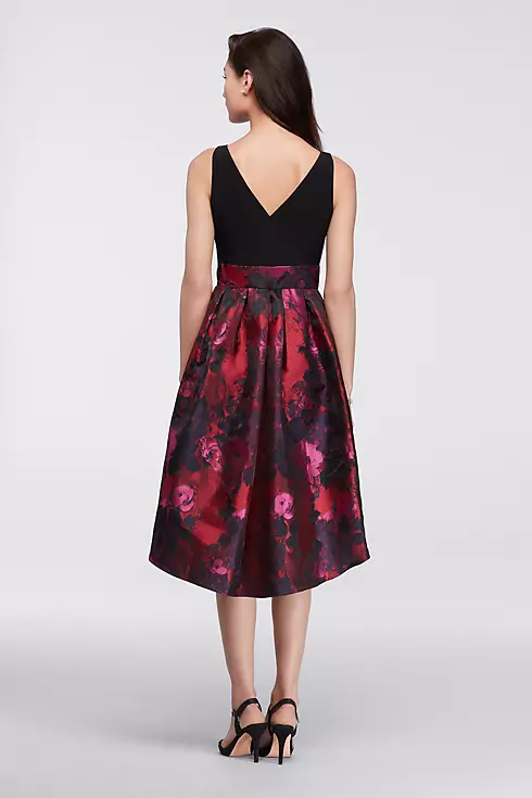 Sleeveless Dress with Floral High-Low Skirt Image 2