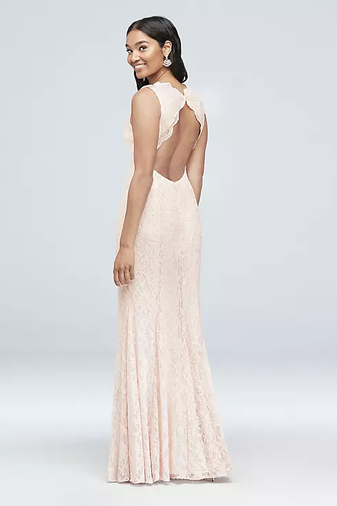 Keyhole Back Scalloped Glitter Lace Mermaid Gown Image 2