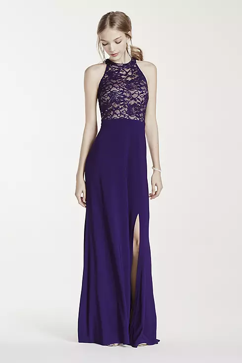 Illusion Sequin Lace Halter Prom Dress Image 1