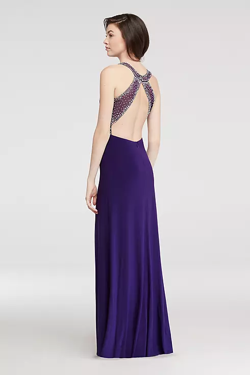 Halter Prom Dress with Beaded Illusion Waist  Image 2